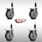 Service Caster 5'' SS Maroon Poly Swivel 1'' Expanding Stem Caster Set Total Lock Brake, 4PK SCC-SSEXTTL20S514-PPUB-MRN-1-4 - alternate 3